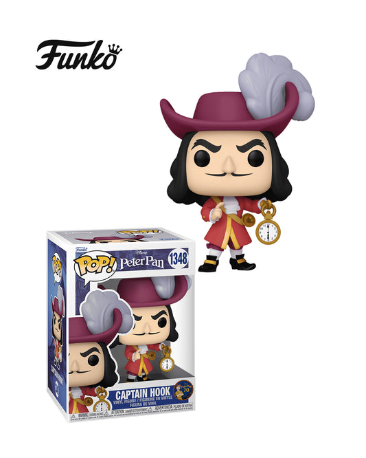 Figura Funko Pop! Disney Peter Pan Captain Hook #1348 en caja, personaje icónico de Peter Pan, edición coleccionable disponible en Figuras Chile.